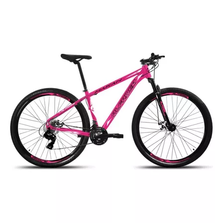 Mountain bike Alfameq Makan aro 29 19" 24v freios de disco mecânico câmbios Index cor rosa