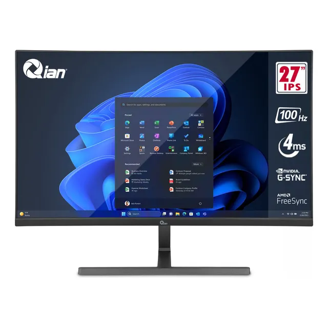 Monitor Qian Ips 27 Fhd 1920x1080, 100hz, Hdmi 2.0, Vga, Vesa 100x100, 4ms, Hdr10, G-sync, Freesync, Para Xbox Series X/S, Ps4/Ps5 Qmf-ipf27-01