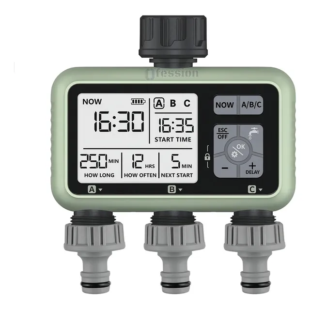 Timer Temporizador Programador Riego Automatico De 3 Zonas Color Verde Claro