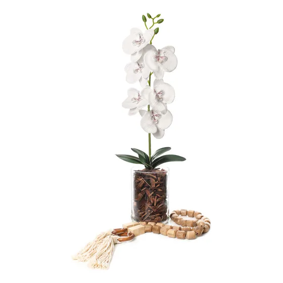 Vaso Arranjo Orquídea Artificial E Colar De Mesa Decorativo Arranjo de Flores Desidratadas e arranjo de mesa com vaso de plantas decorativas decoração de sala e escritório