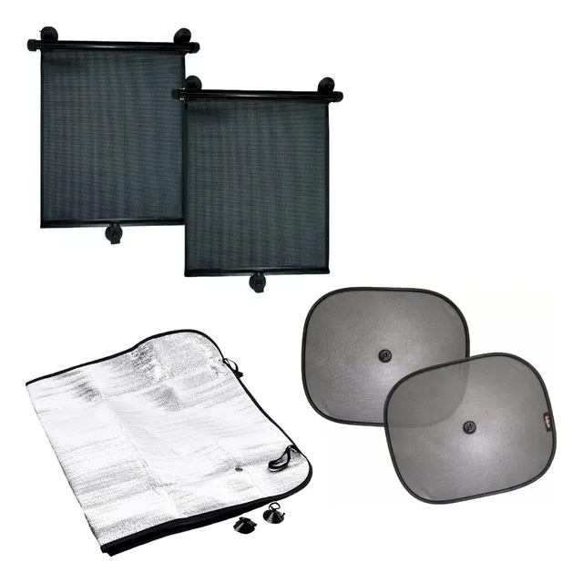 Kit Cortinas Parasol Auto Parabrisa Ventanillas Plegable