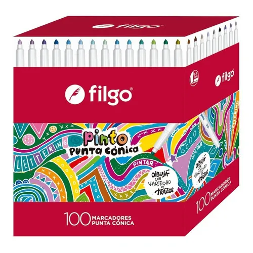 Marcadores Lavables Filgo Pinto Punta Conica X 100 Colores