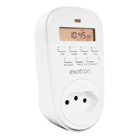 Timer Digital Temporizador Horário Segundos Tomada 110V 220V Bivolt Exatron LETM4003 Com Bateria