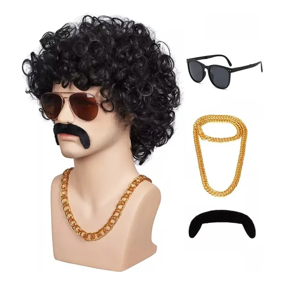 Peruca Masculina, Cabelo Encaracolado, Peruca De Cosplay, Co