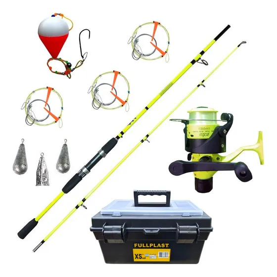 Combo Pesca Variada Rio. Caña 2.40 Mts + Reel + Linea + Caja