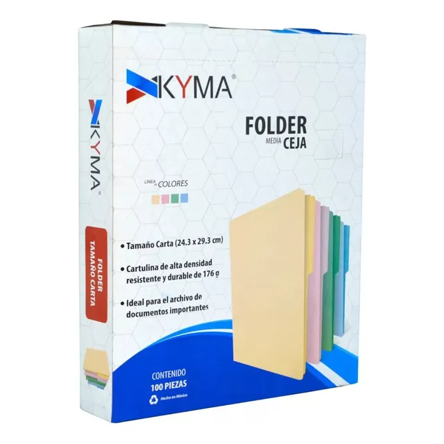 Folder Kyma Tamaño Carta Color Crema Cajilla Con 100 Piezas