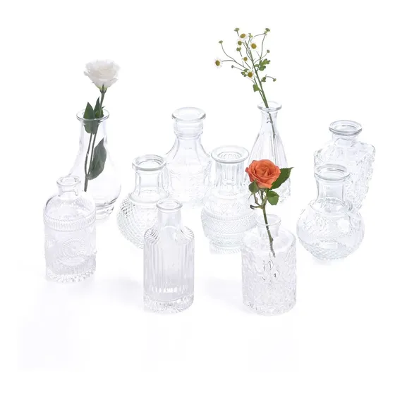10 Jarron Cristal Para Centro Mesa Mini Decoracion