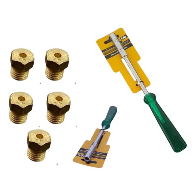 Kit 5 Bicos Injetor P/ Converter Gás Encanado + Chave Canhão