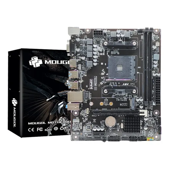 Placa Madre Amd Mougol A520m Ddr4 Am4 M-atx Hdmi Vga M2 Nvme Color Negro