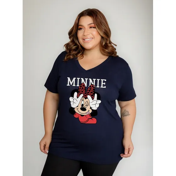  Camiseta Tshirt  Plus Size Feminina Minnie Laço