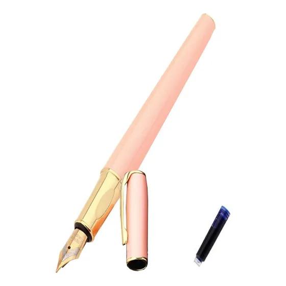 Bolígrafo Tipo Fuente Para Firmar, Mxlro-005, 1pza, 0.5mm Pu Tinta Azul Marino Exterior Rosa/dorado