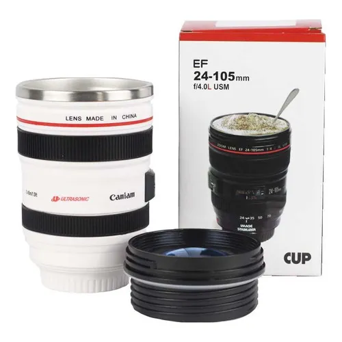 Copo Térmico Lente De Câmera Canon Branco Tudoprafoto