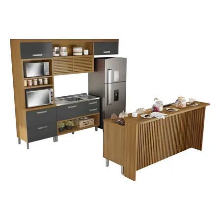 Cozinha Modular 6 Peças Ripado Nesher Princesa Gourmet 100% Mdf