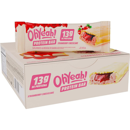 12 Barras Do Oh Yeah! Protein Bar 45g - Sabor Strawberry Cheesecake Com 13g De Proteína Por Barra 12 Barras Do Oh Yeah! Protein Bar 45g - Sabor Strawberry Cheesecake Com 13g De Proteína Por Barra