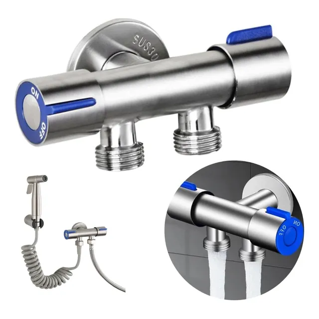 Llave Salida Corte Rápido Acero Cromado - 2 Salidas
