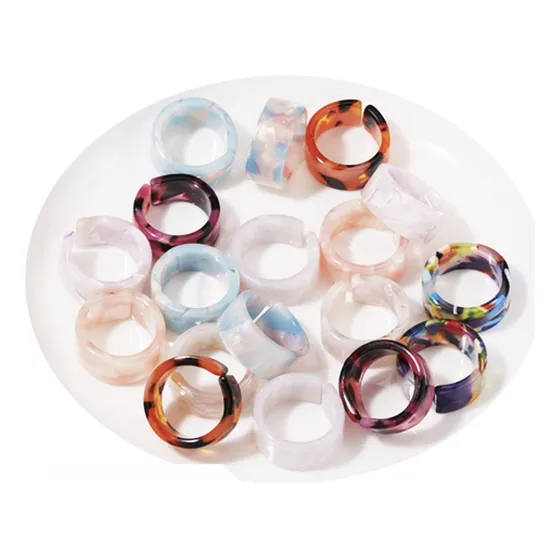Anillos Tendencia Moda Chunky Funky Marmol X 12 U.