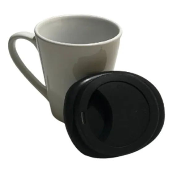 Taza Cónica Con Tapa De Silicón Negra De 11oz P/sublimación 