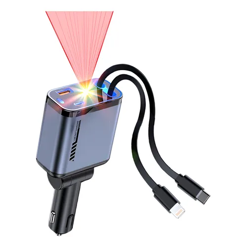 Carregador Veicular Usb-c Pd Usb Turbo 120w Tipo C + Cabo Preto