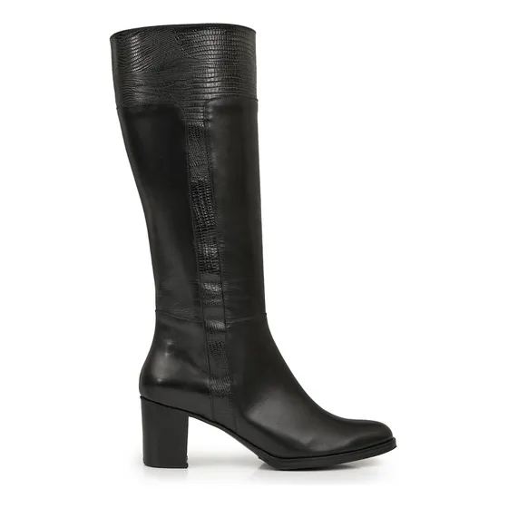 Bota Caña Alta Cuero Mujer Briganti Taco Medio Mcbo24723 Vp