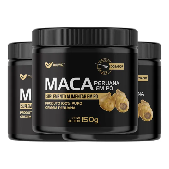 Maca Peruana Em Pó Pura Fibras E Vitaminas Muwiz 3 Uni