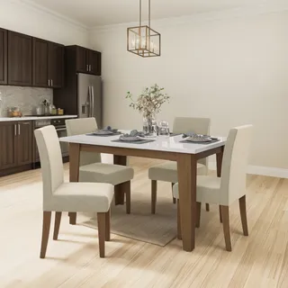 Conjunto De Mesa Miami 4 Cadeiras Trieste Cedro/off/areia Conjunto De Mesa Miami 4 Cadeiras Trieste Cedro/off/areia
