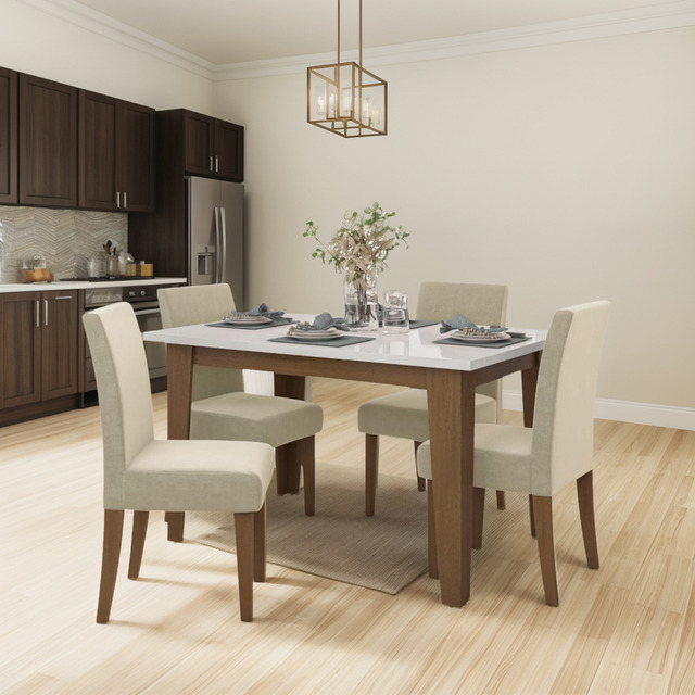 Conjunto De Mesa Miami 4 Cadeiras Trieste Cedro/off/areia Conjunto De Mesa Miami 4 Cadeiras Trieste Cedro/off/areia