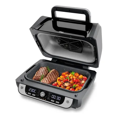 Fritadeira Elétrica Air Fryer Wap Cozinha Barbecue Com Painel Digital E 12 Funções Preto E Cinza 127v
