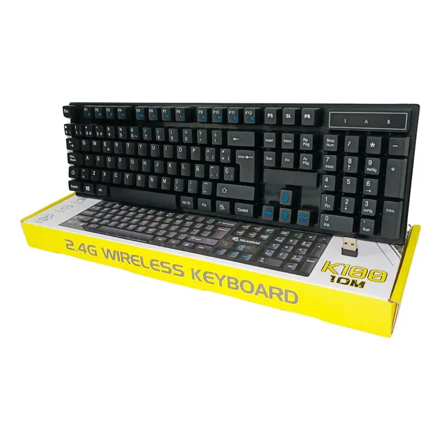 Teclado Inalámbrico Con Receptor Usb Tiene La Letra Ñ - K100 Teclado Negro Idioma Español