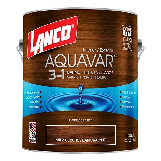 Barniz Sellador 3 En 1 Lanco Aquavar Nuez Marrón Oscuro