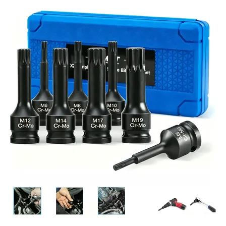 Kit Jogo Soquete Multidentado M5 A M 19 8pçs 1/2