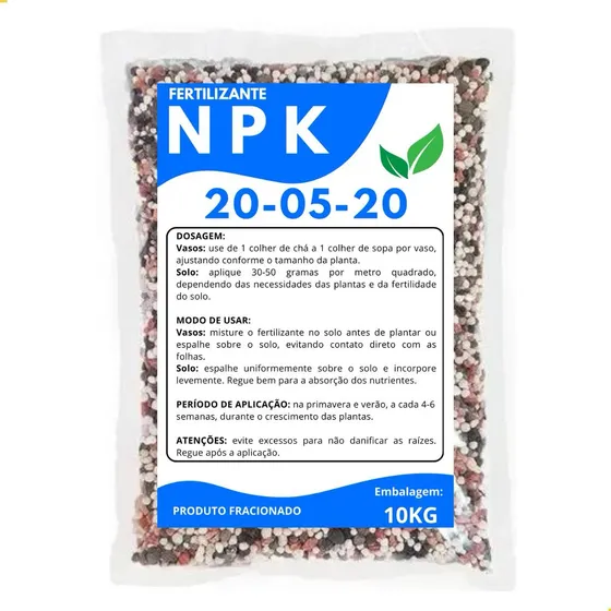 10kg Adubo Fertilizante Para Frutase Flores Npk Granulado 20-05-20