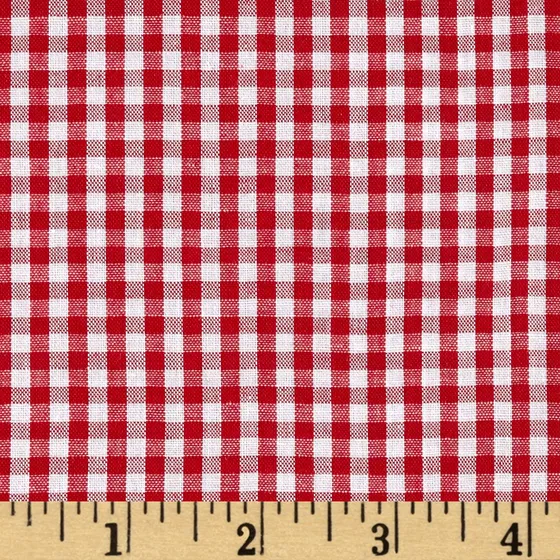 Ancho 1 8  Cuadro Guinga Rojo Blanco Tela Patio