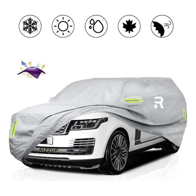 Funda Para Carro 100% Impermeable Cubiertas Para Autos Coche Protector Automovil Vehiculos Accesorios Universal 6 Reflectantes Incluye Bolso Suv 5.4m Rizzup