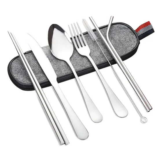 Cubiertos Set Portátil Estuche Kit Lonchera Acero Inoxidable