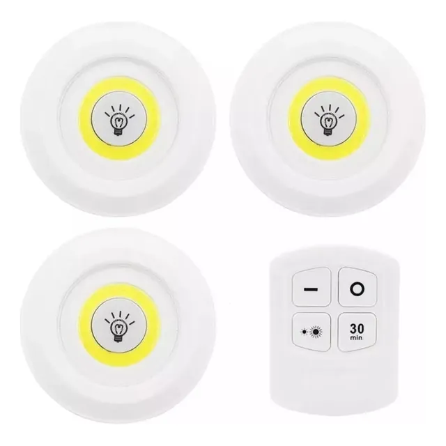 3 Lampara Luz Led Control Remoto Cajones Armarios Reposteros