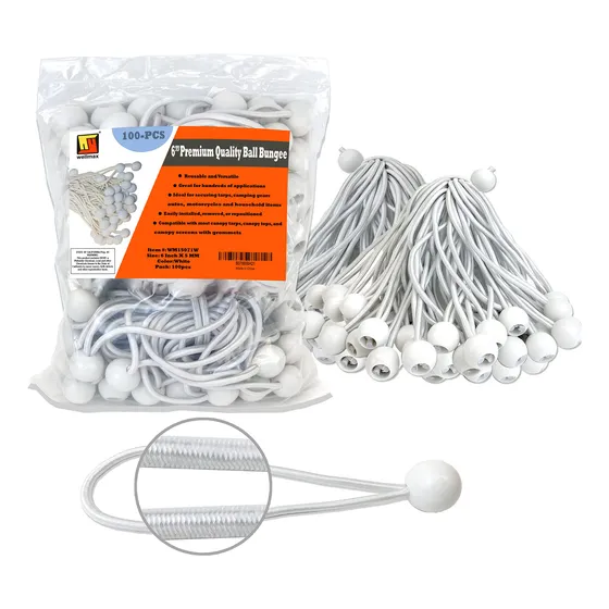 Cuerda Elástica Resistente Bola 5 Mm Color Blanco 100 Piezas