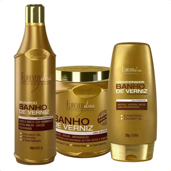 Kit Tratamento Banho De Verniz Forever Liss Com Mascara 1kg