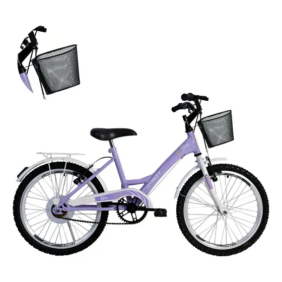 Bicicleta Infantil Bliss Aro 20 Feminina C/ Cestão - Athor Cor Lilás