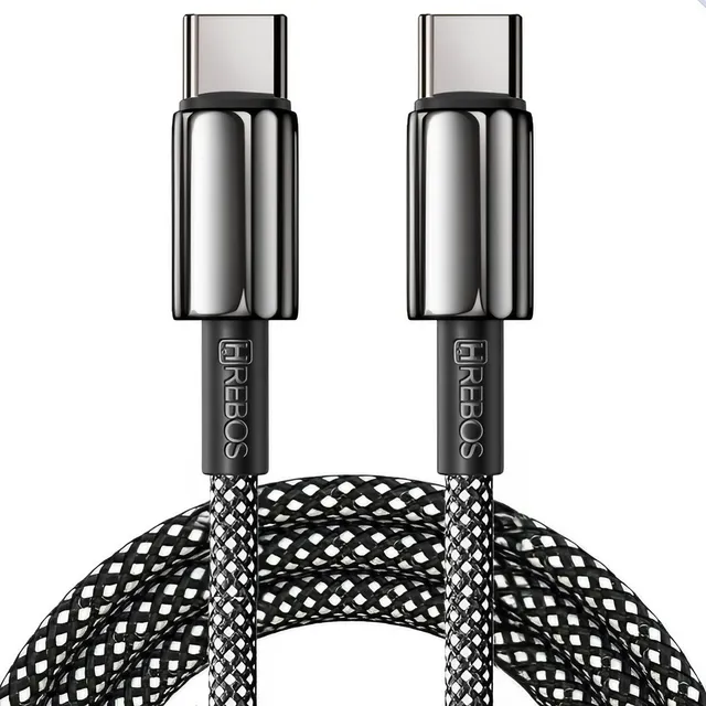 Cabo Carregador Usb C Tipo C 2 Metros 100w Turbo Black Braid