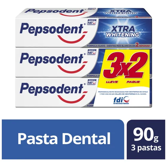 Pack X3 Pasta Dental Xtra Whitening Fórmula Suave 270g Pepsodent