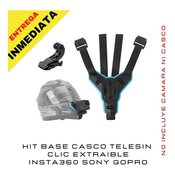 Kit Base Casco Moto Telesin Clic Extraíble Insta360  Gopro