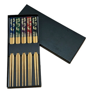 Kit 5 Pares Hashi Dragão Japonês Reutilizável Sushi Sashimi Kit 5 Pares Hashi Dragão Japonês Reutilizável Sushi Sashimi