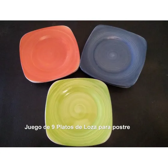 Juego De 9 Platos De Cerámica Para Postre - Usados 