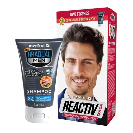 Combo Tonalizante + Shampoo Gradual Men - Cabelo Masculino 