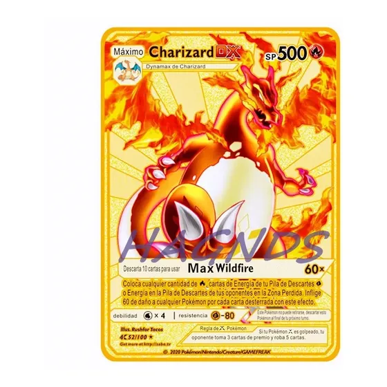 Carta Pokemon De Metal Gold Rigido Charizard Lucario Gx Vmax