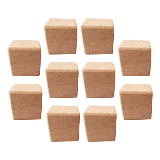 0 10pcs Cubos De Madera, Bloques De Madera Cuadrados En 3cm