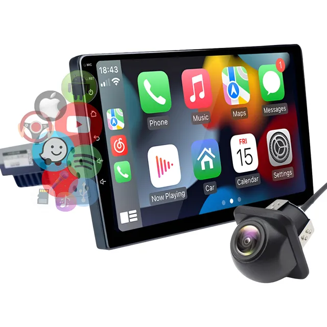 Radio Multimídia 1 Din 9 Pol Android Gps Carplay Cam Frontal
