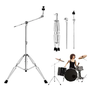 Estante Bateria Premium Percussao Ferragens Pedestal Prato Prateado