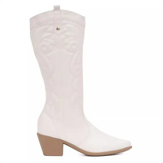 Bota Femenina Texana Caño Alto Western Bordada