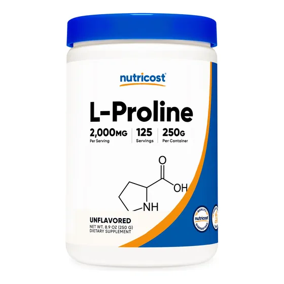 Suplemento Nutricost L-prolina En Polvo 250 G - 2000 Mg/serv